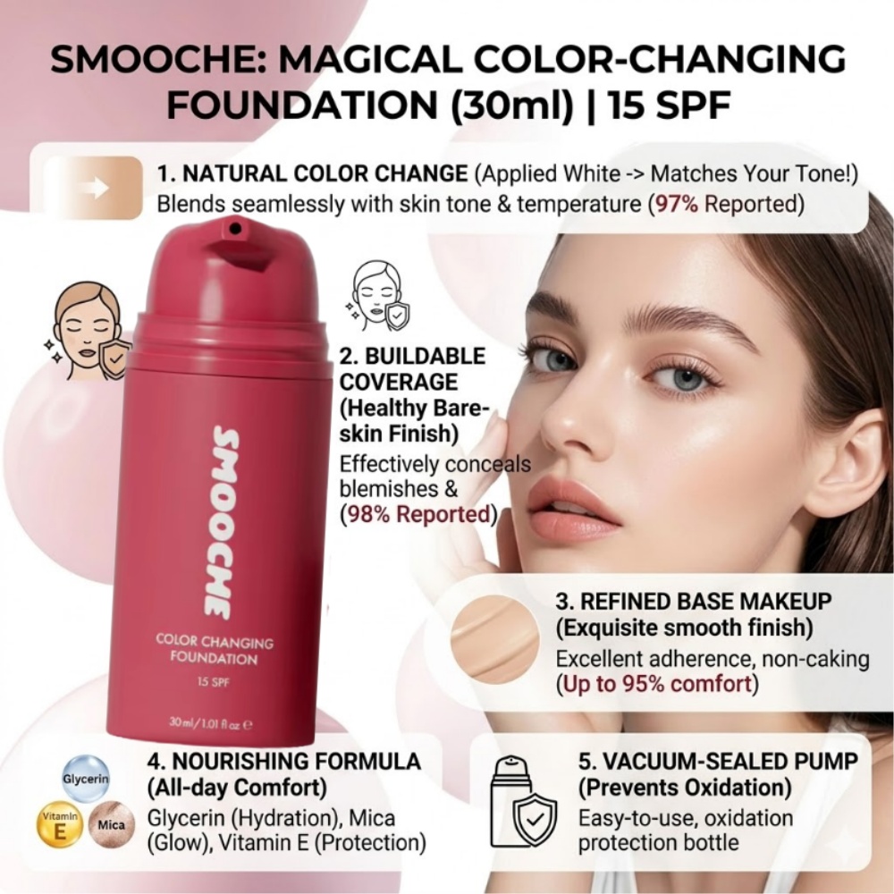 Beauty Makeup Cream - SMOOCHE Color Changing Foundation Natural Base