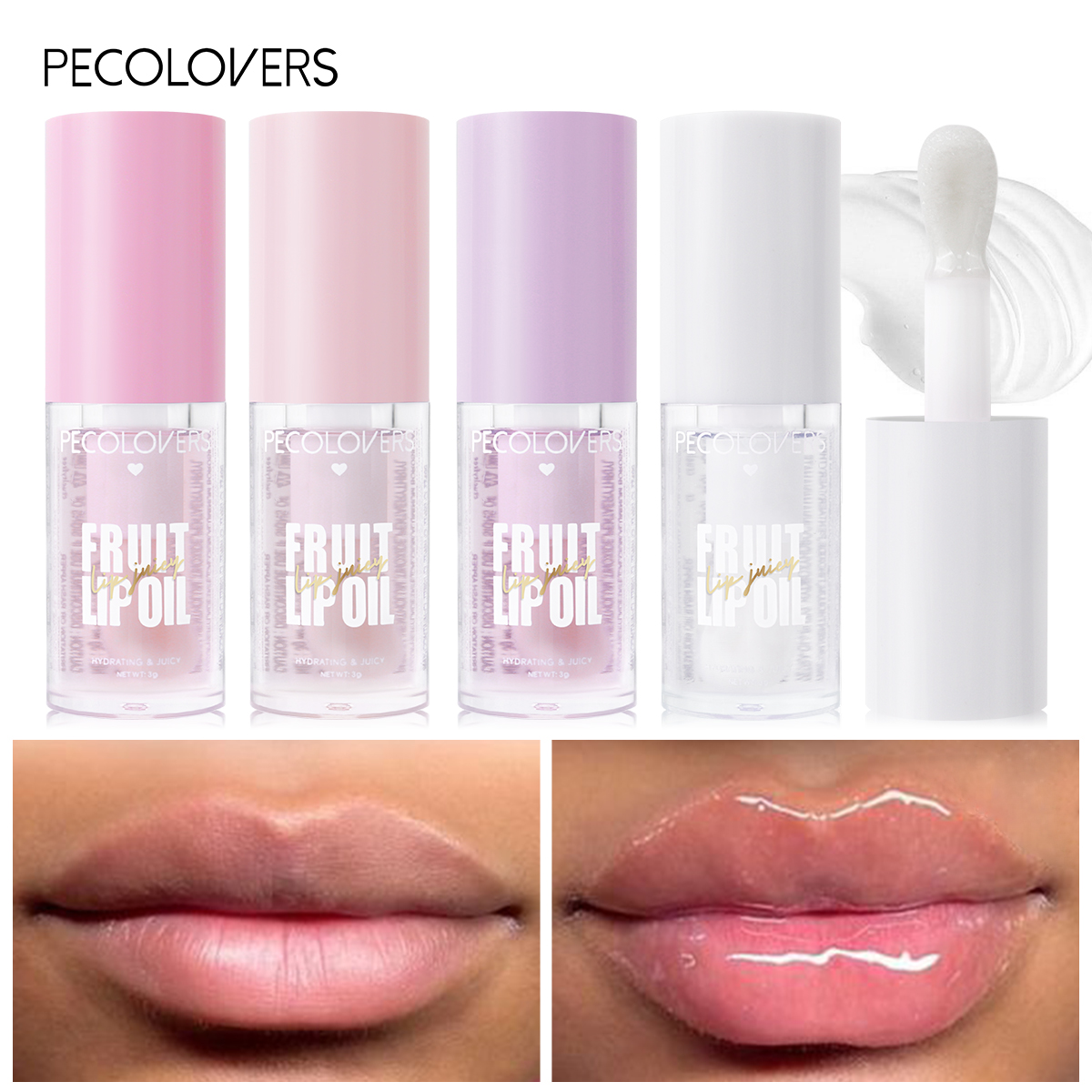 Lip Gloss Plumping - Fruit-Flavored Transparent Moisturizing Glass Lip Oil