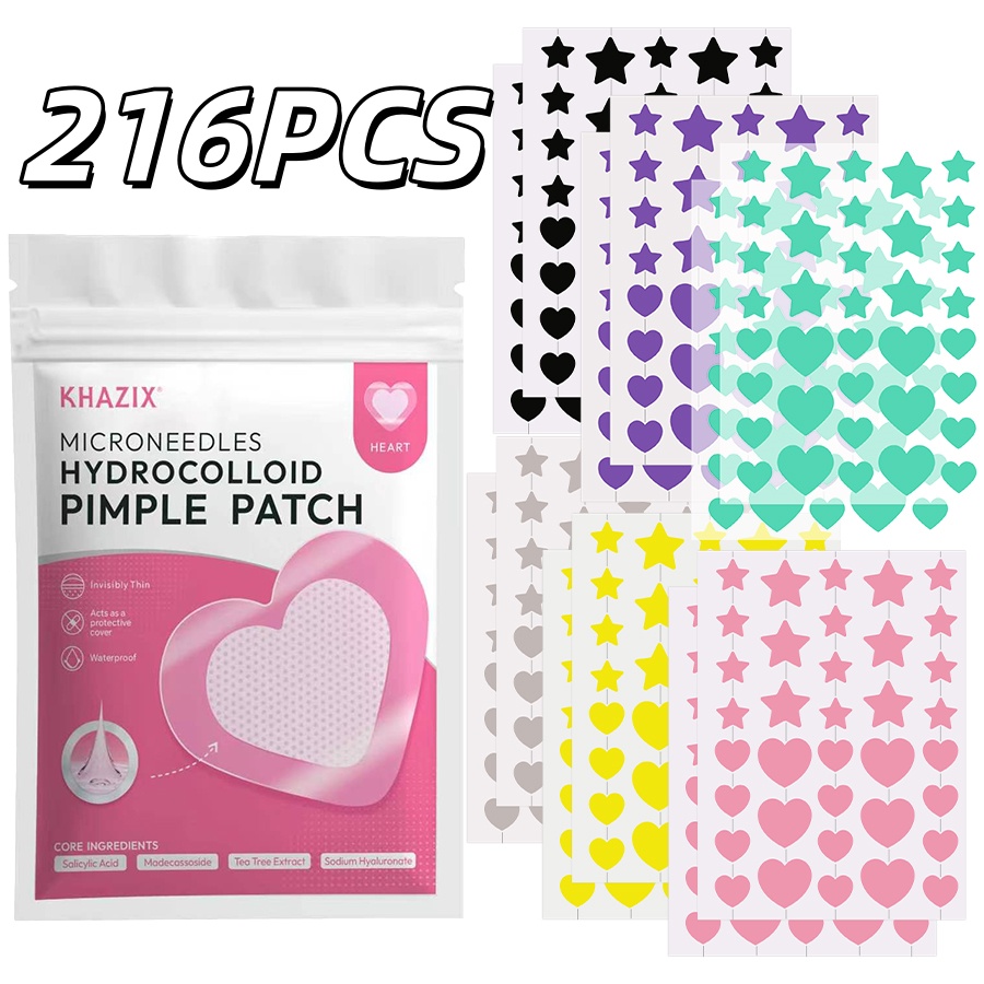 Pressed Powder Foundation - 216PCS 6-color Star-shaped Acne Patch -