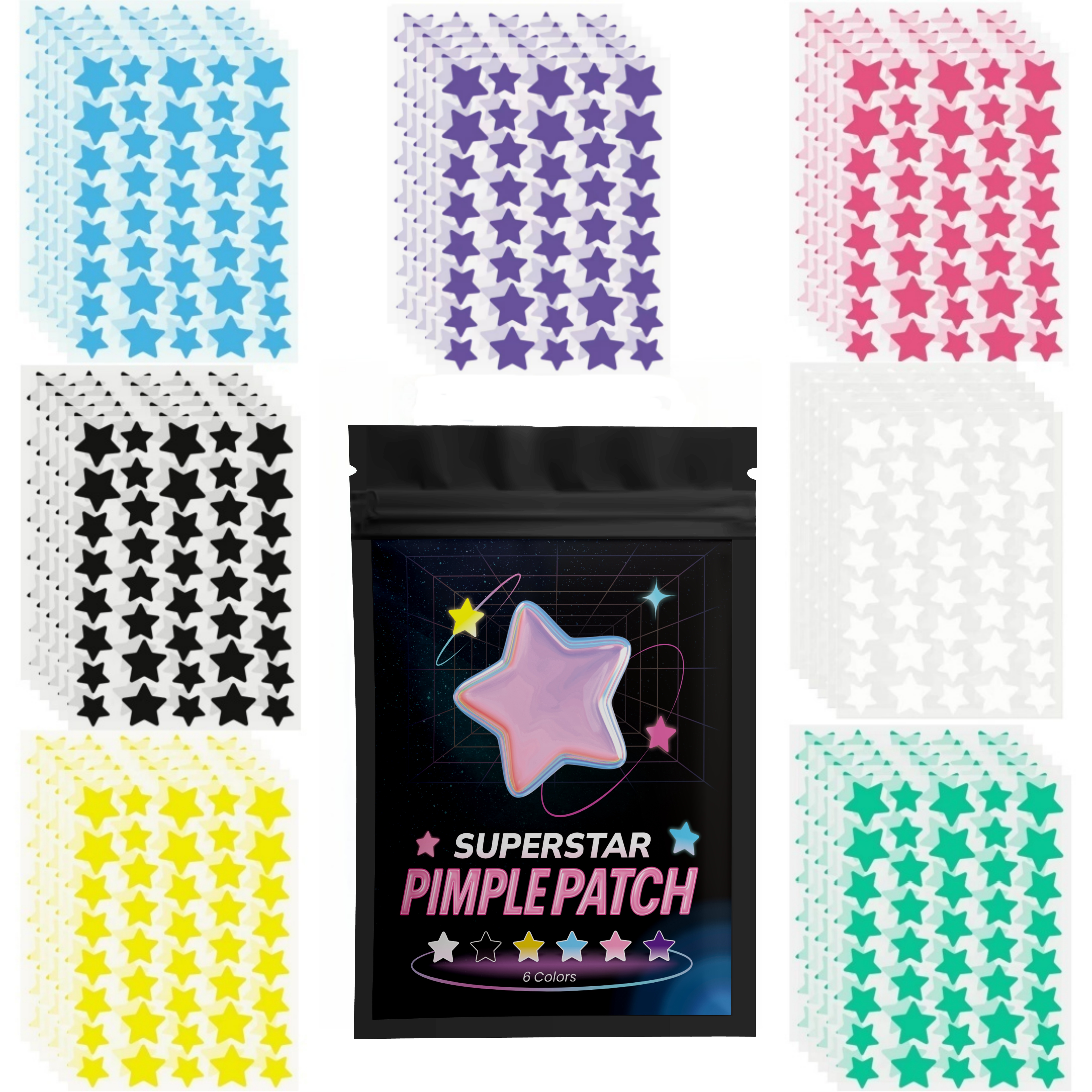 Pressed Powder Foundation - 280/1120/1680pcs of multi-color star acne patches,