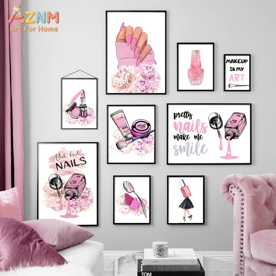 AZNM Pink Nail Makeup Canvas W - đánh giá và giá Beauty Of Makeup Quotes