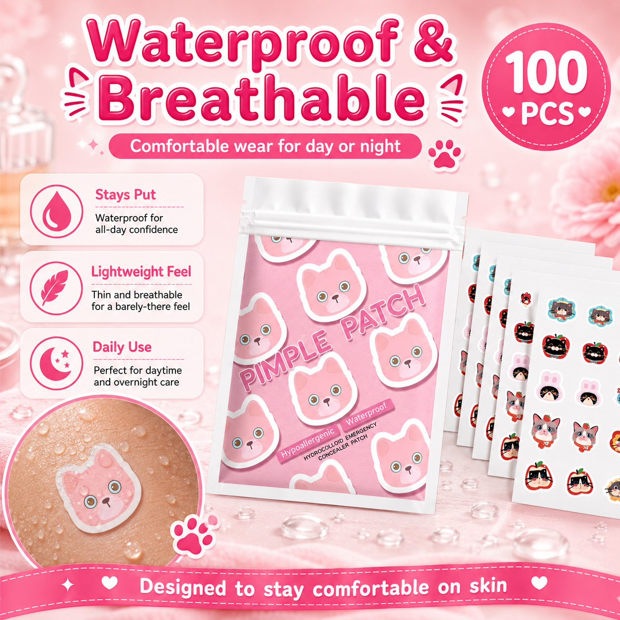 100pcs Cartoon acne patch, cut - đánh giá và giá Pressed Powder Foundation