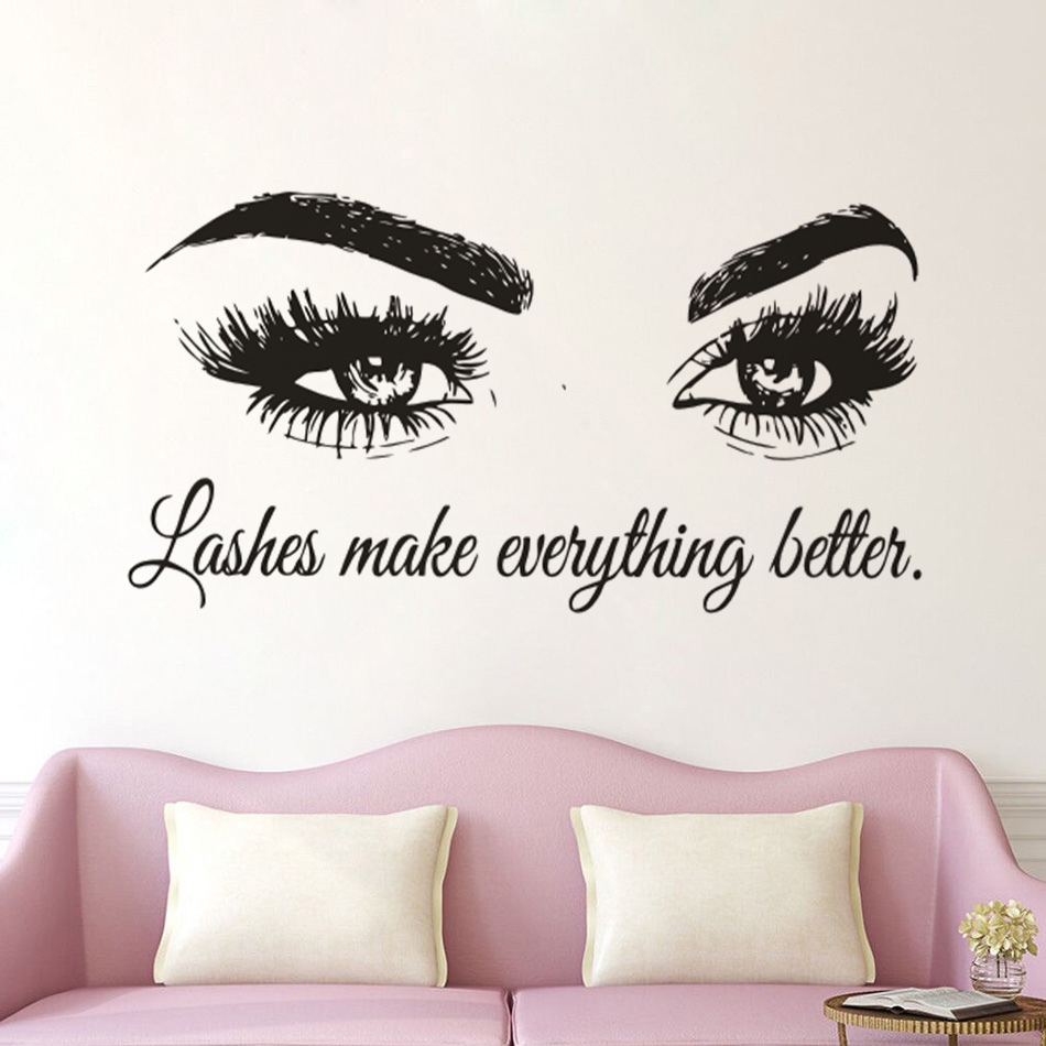Eyelashes Vinyl Wall Decal Bea - đánh giá và giá Beauty Of Makeup Quotes