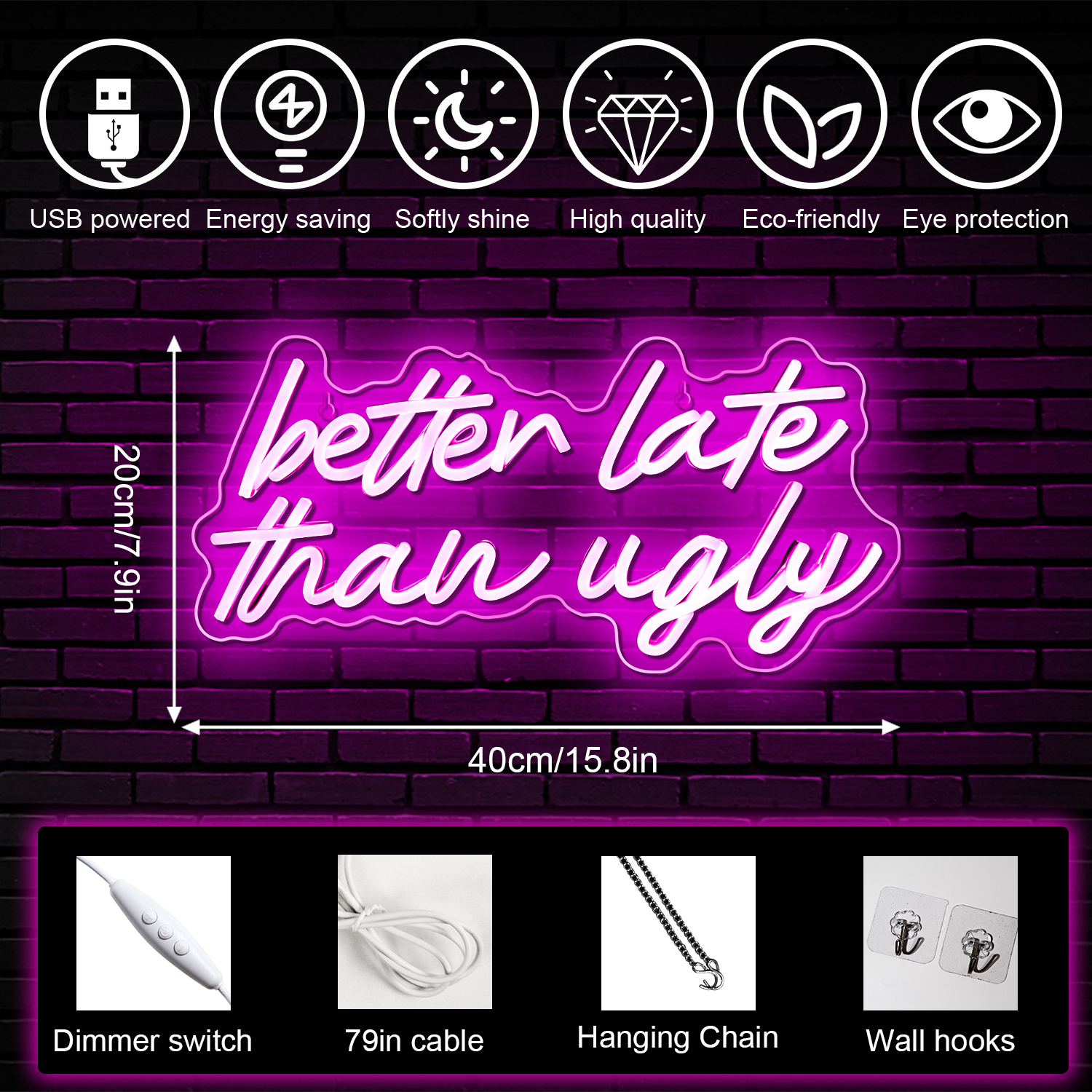 Better Late Than Ugly Neon Sig - đánh giá và giá Beauty Makeup Bar